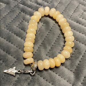 Yellow quartz stone Beaded Bracelet with Silver arrowhead Charm